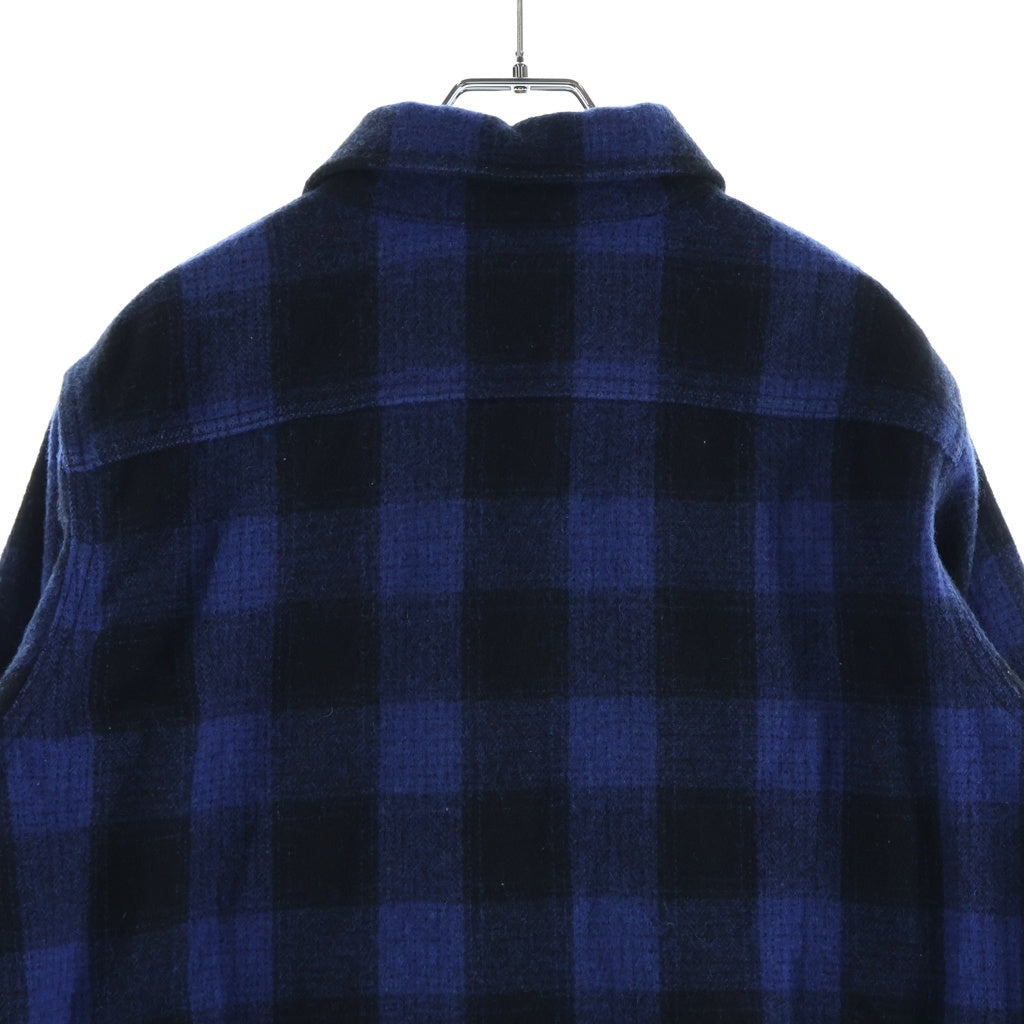 A BATHING APE(アベイシングエイプ) チェック柄 ウール ヘビーネルシャツ 長袖シャツ ブルー/ブラック