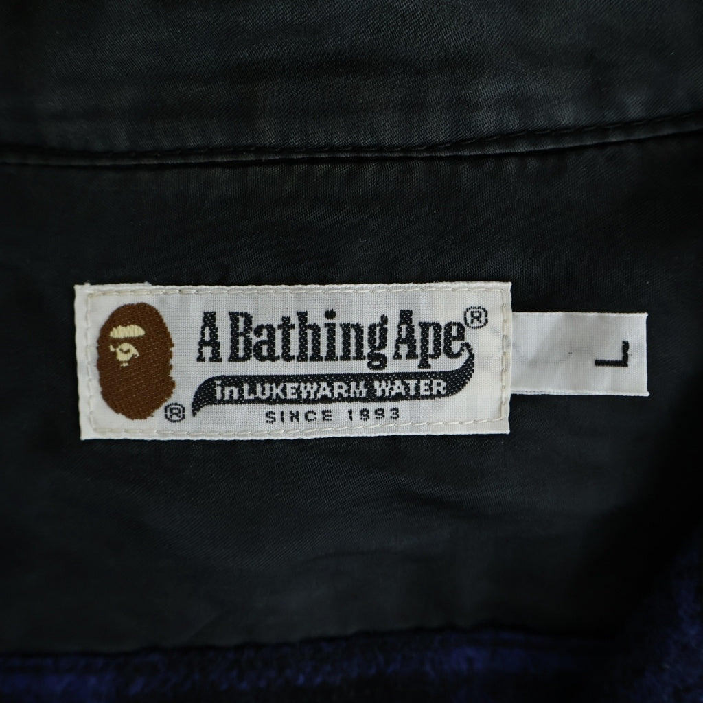 A BATHING APE(アベイシングエイプ) チェック柄 ウール ヘビーネルシャツ 長袖シャツ ブルー/ブラック