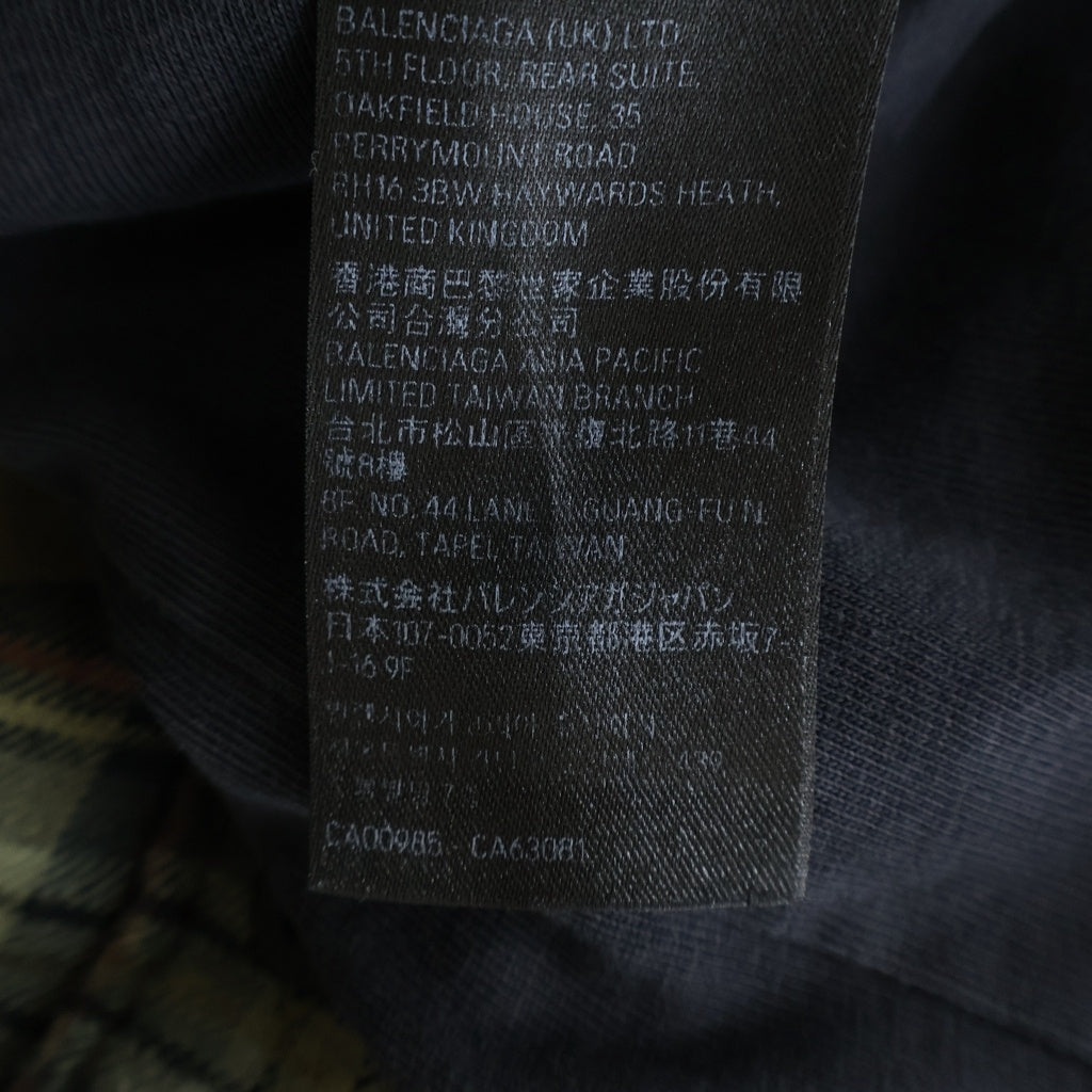 BALENCIAGA(バレンシアガ) 24AW PARIS LIBERTY L/S LAYERED SHIRT パリリバティー レイヤード ドッキング ヴィンテージ チェック柄長袖シャツ カーキ/ブラック 794656 TQM20