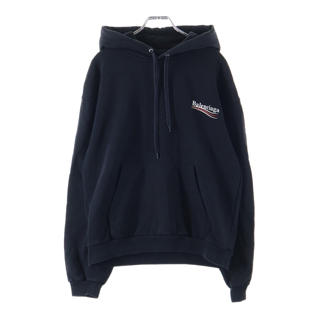 BALENCIAGA(バレンシアガ) CAMPAIGN LOGO HOODIE フロントロゴ キャンペーンロゴプリント プルオーバースウェットパーカー ブラック 508205 TBV14