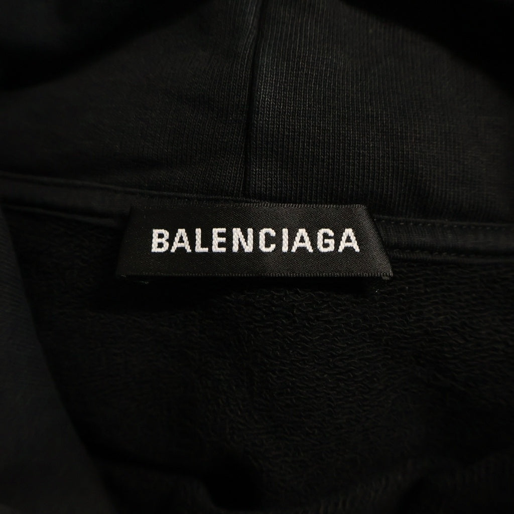 BALENCIAGA(バレンシアガ) CAMPAIGN LOGO HOODIE フロントロゴ キャンペーンロゴプリント プルオーバースウェットパーカー ブラック 508205 TBV14