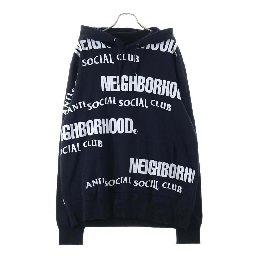NEIGHBORHOOD(ネイバーフッド) 19AW Anti Social Club C-HOODED . LS × アンチソーシャルソーシャルクラブ フロントプリント プルオーバースウェットパーカー ブラック 192MBASN-CSM01S