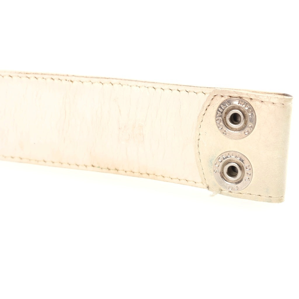 CHROME HEARTS(クロムハーツ) 1.5 STRAP 1.5inchスクロールレーベルリベッツ レザーベルト ホワイト