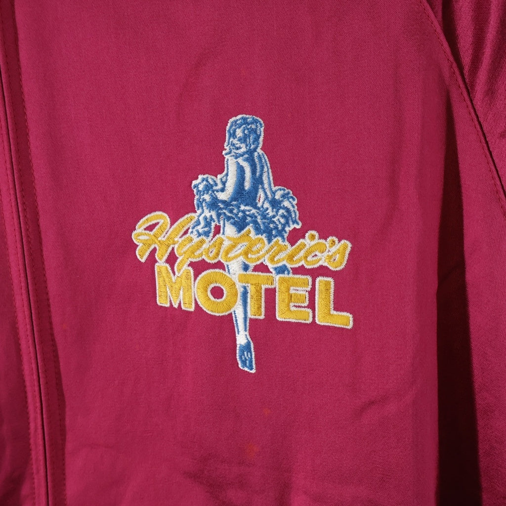 HYSTERIC GLAMOUR(ヒステリックグラマー) 22SS HYSTERIC'S MOTEL ロゴ刺繍 ジップアップ スーベニア サテンジャケット ピンク 02221AB03