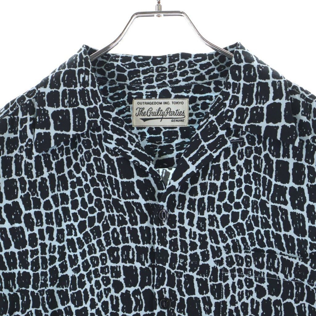 WACKO MARIA(ワコマリア) 13SS CROCODILE HAWAIIAN SHIRT クロコダイル 総柄 ハワイアン オープンカラー 半袖シャツ ブラック/ブルー