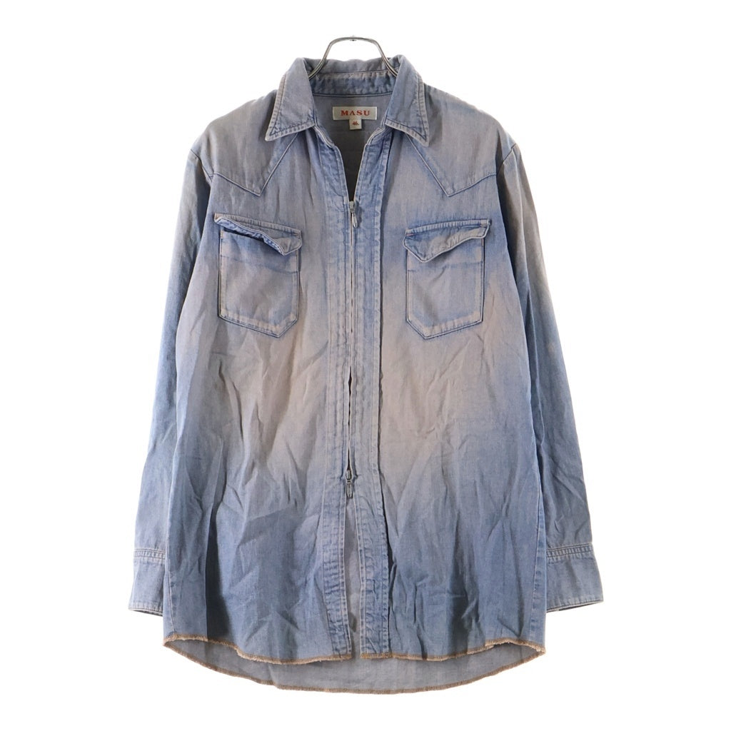 MASU(エムエーエスユー) 24SS MASUBOYS WESTERN ZIPUP SHIRT エムエーエスユーボーイズ ウエスタン ジップアップ 長袖シャツ ブルー/ピンク MBSS-SH0324