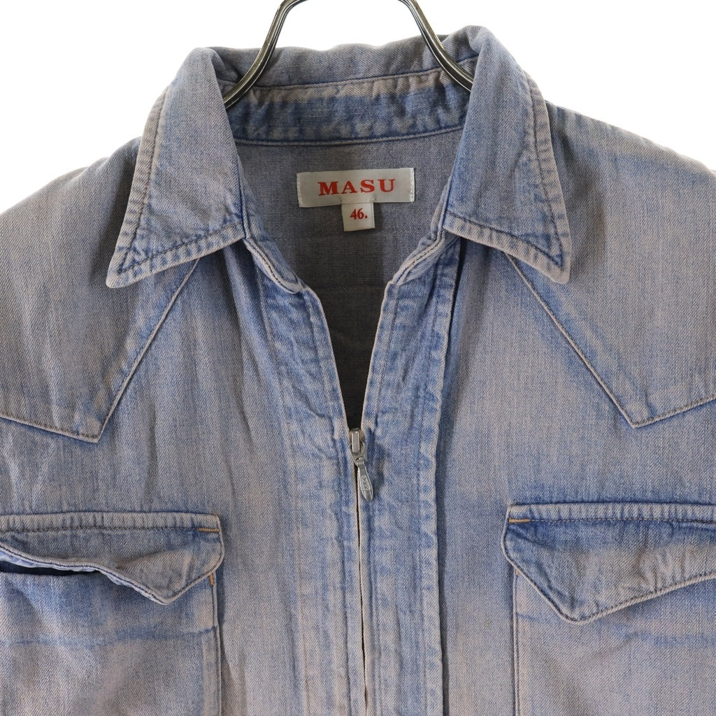 MASU(エムエーエスユー) 24SS MASUBOYS WESTERN ZIPUP SHIRT エムエーエスユーボーイズ ウエスタン ジップアップ 長袖シャツ ブルー/ピンク MBSS-SH0324