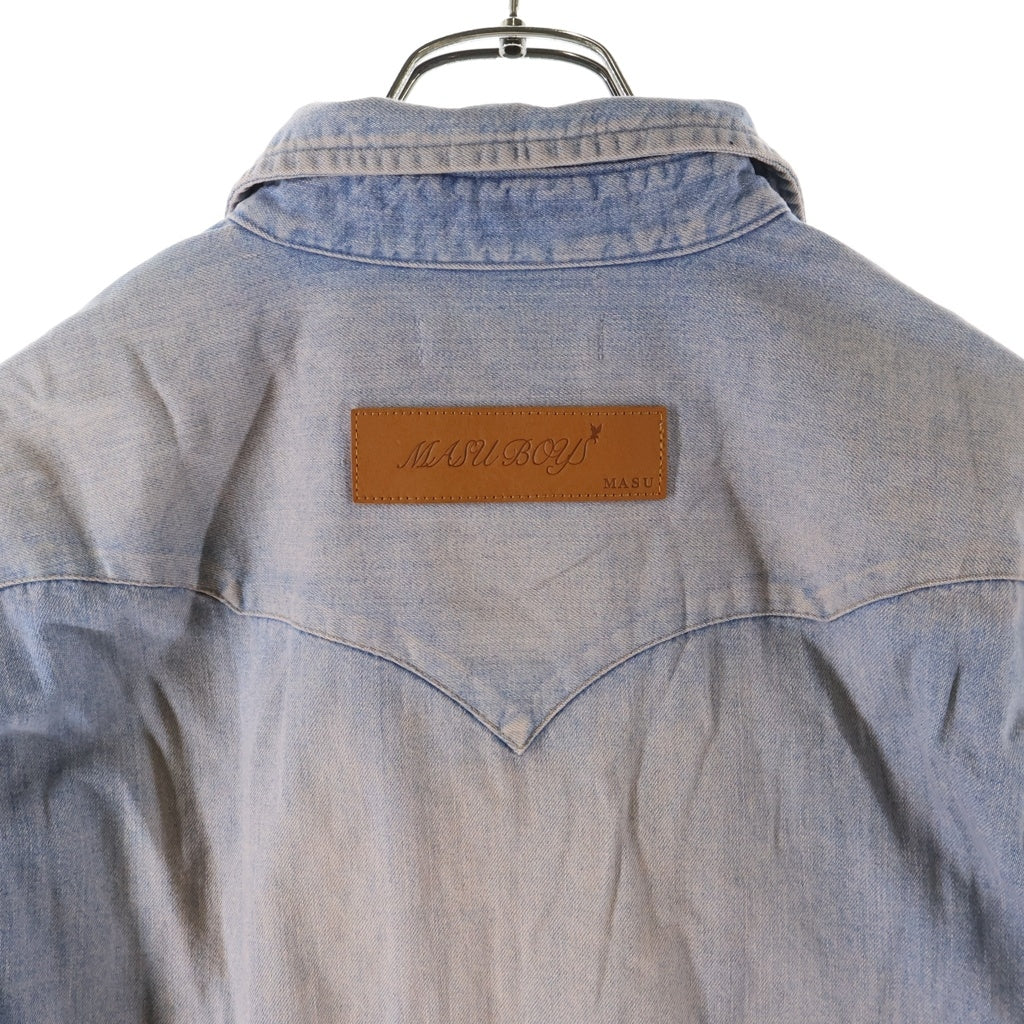 MASU(エムエーエスユー) 24SS MASUBOYS WESTERN ZIPUP SHIRT エムエーエスユーボーイズ ウエスタン ジップアップ 長袖シャツ ブルー/ピンク MBSS-SH0324