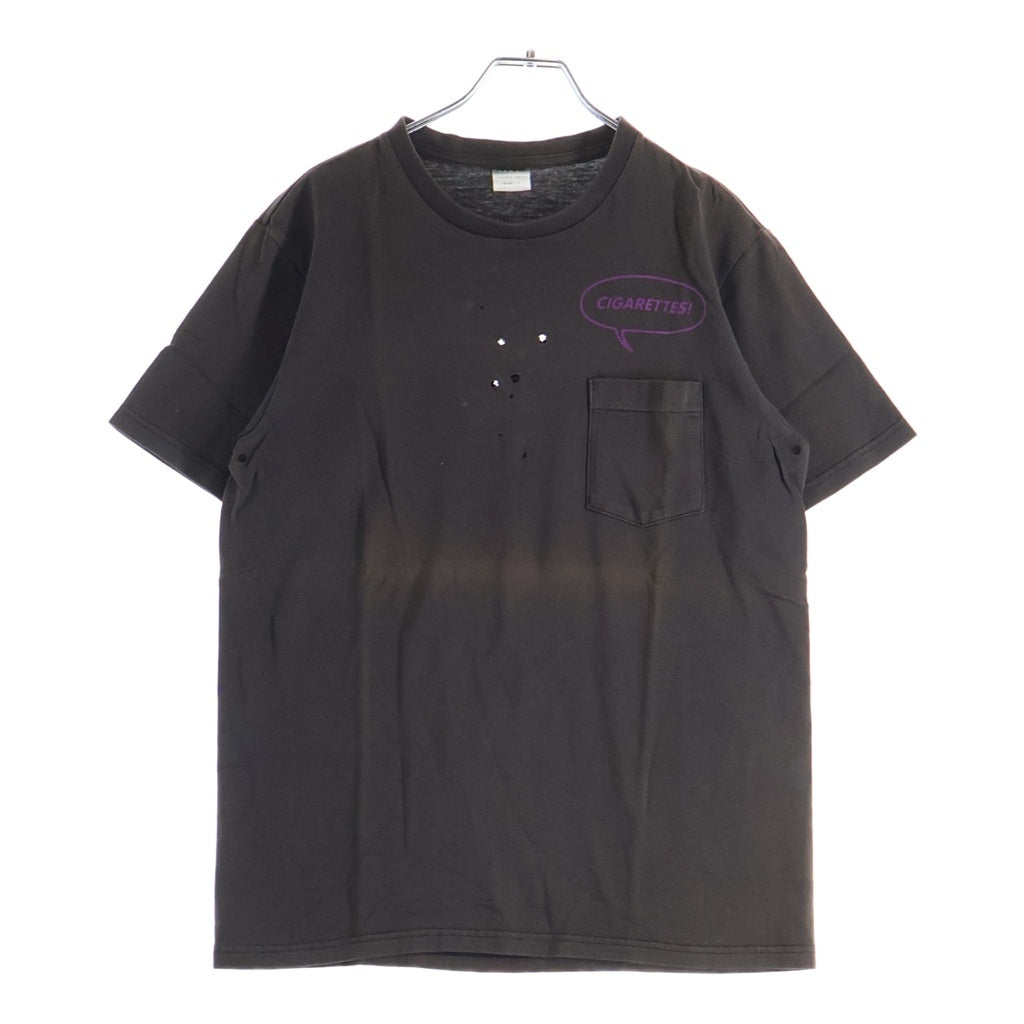 NUMBER (N)INE(ナンバーナイン) 01SS タイム期 Archive CIGARETTES! アーカイブ フロントポケット クルーネック半袖Tシャツ カットソー チャコール/パープル