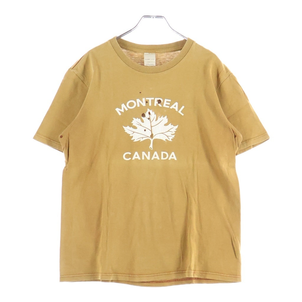NUMBER (N)INE(ナンバーナイン) 01SS タイム期 Archive MONTREAL CANADA アーカイブ モントリオール カナダ フロントプリント クルーネック半袖Tシャツ カットソー ブラウン
