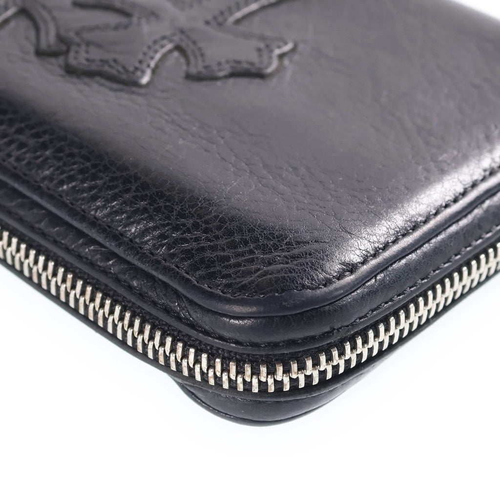 CHROME HEARTS(クロムハーツ) REC F ZIP 3セメタリー クロスパッチ ラウンドファスナーウォレット 長財布 ブラック