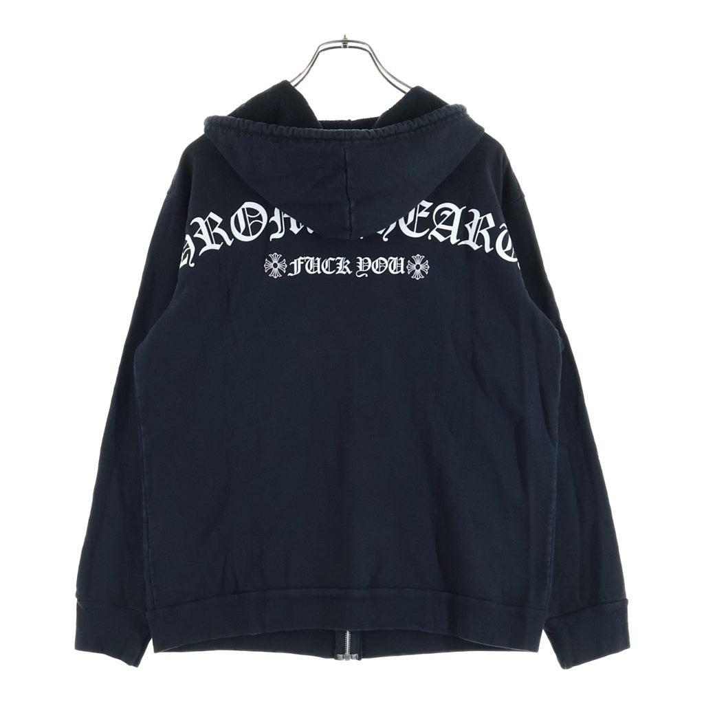 CHROME HEARTS(クロムハーツ) SWTSHRT HD ZIP バッグアーチロゴプリント ジップアップ スウェットパーカー フーディ ブラック