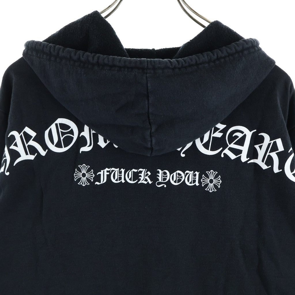 CHROME HEARTS(クロムハーツ) SWTSHRT HD ZIP バッグアーチロゴプリント ジップアップ スウェットパーカー フーディ ブラック