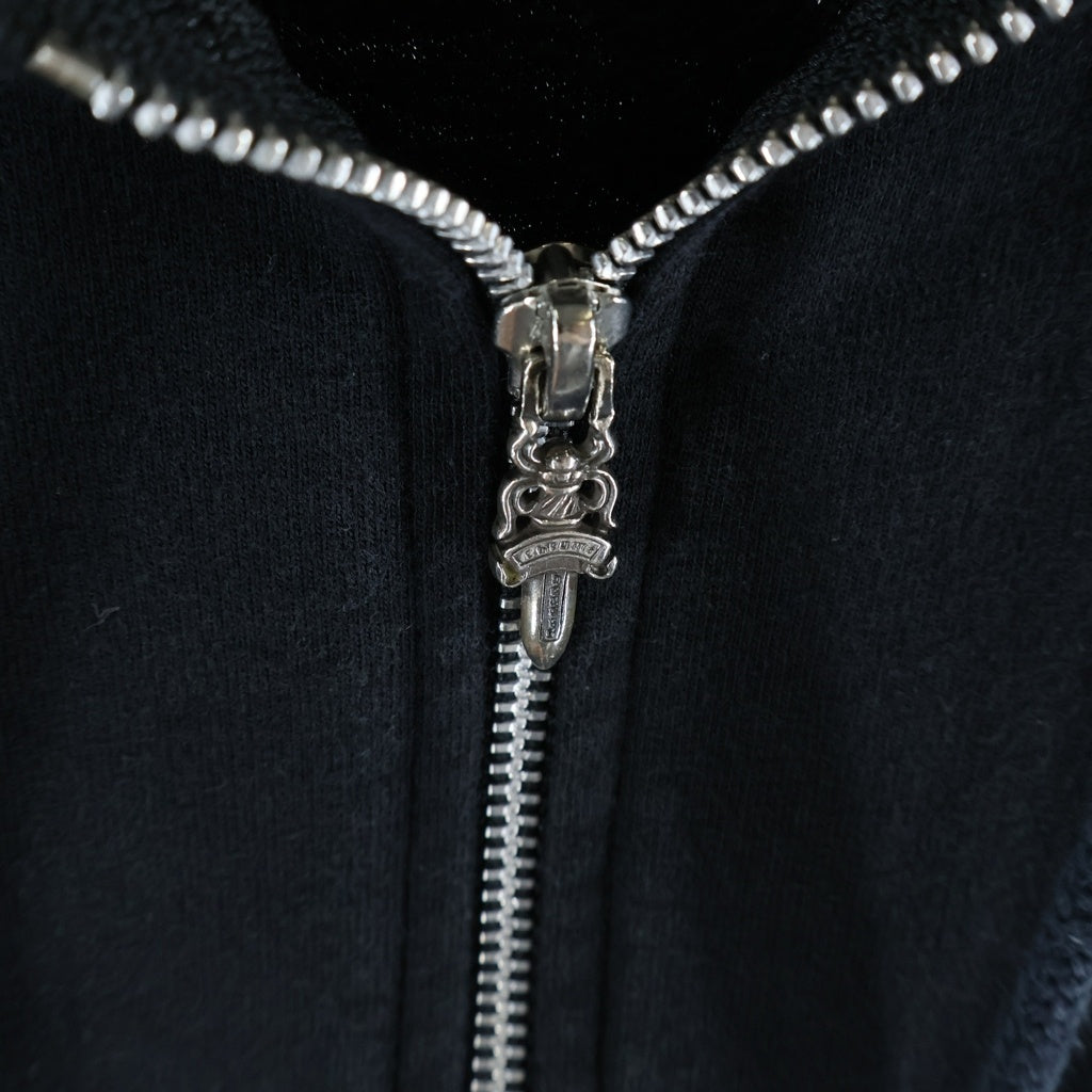 CHROME HEARTS(クロムハーツ) SWTSHRT HD ZIP バッグアーチロゴプリント ジップアップ スウェットパーカー フーディ ブラック