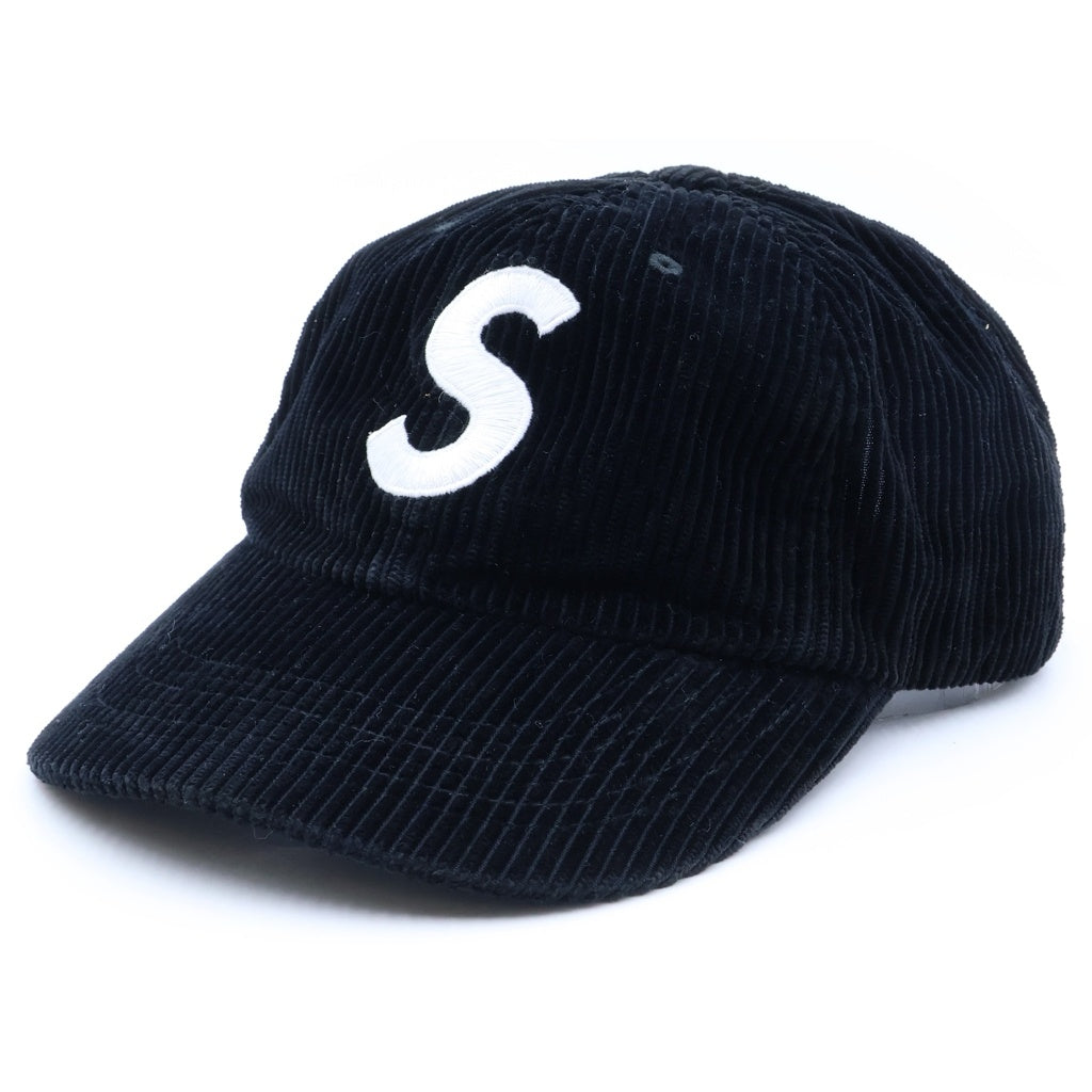 SUPREME(シュプリーム) 23AW Corduroy S Logo 6-Panel コーデュロイ Sロゴ 6パネルキャップ 帽子 ブラック レディース