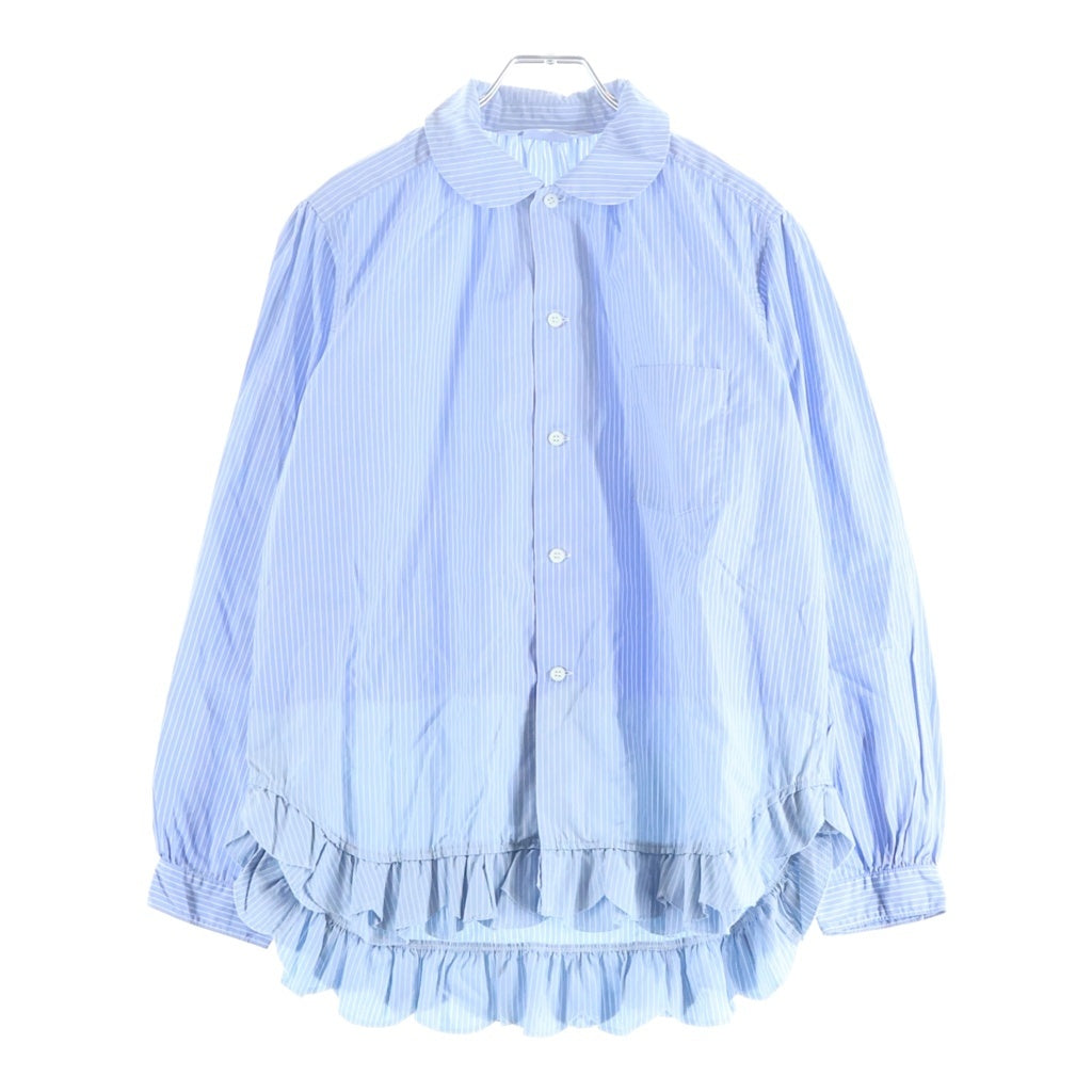 COMME des GARCONS COMME des GARCONS(コムデギャルソンコムデギャルソン) ストライプ柄 ラウンドカラー フリル フロントポケット 長袖シャツ ブルー レディース RC-B007 AD2008