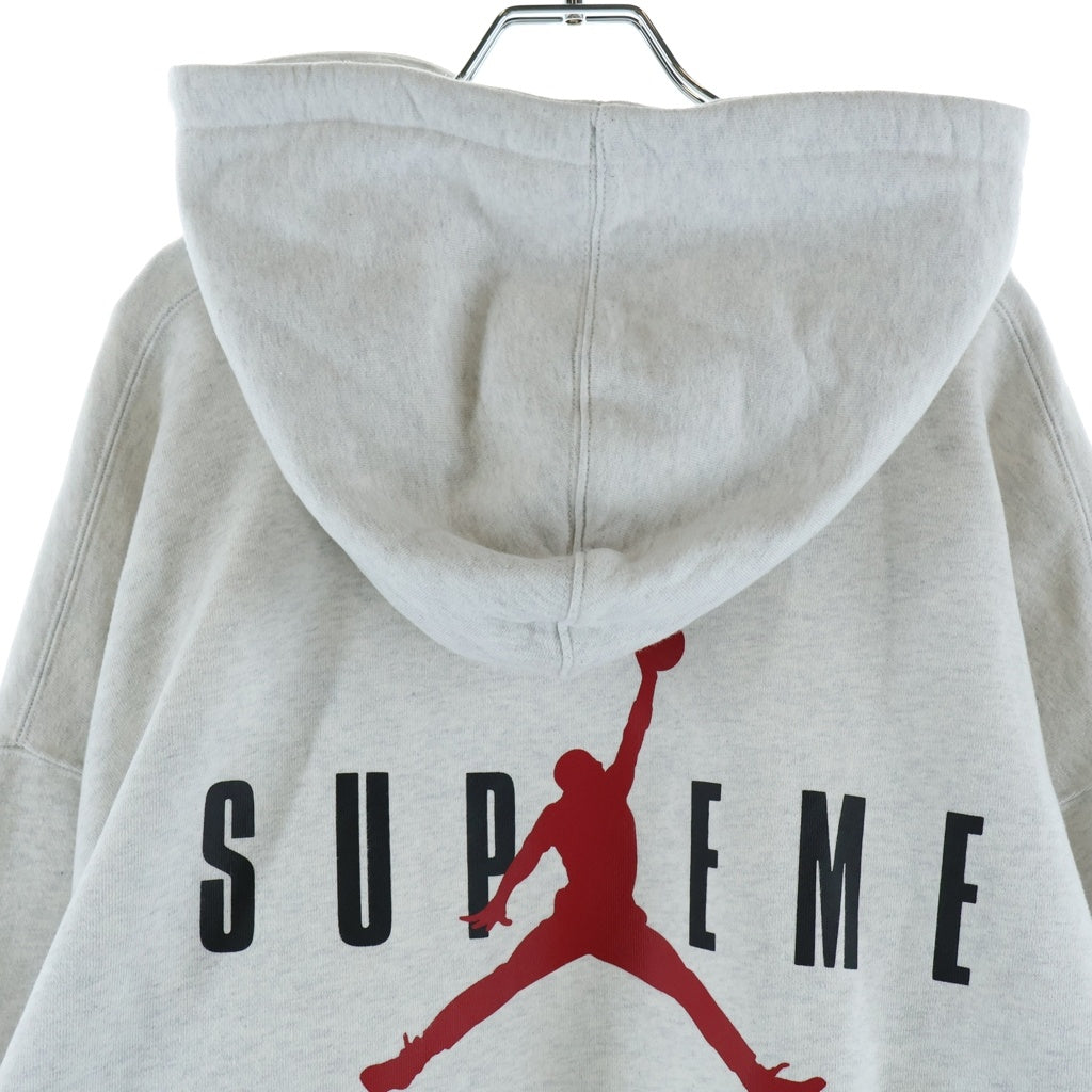 SUPREME(シュプリーム) 24SS ×NIKE Jordan Hooded Sweatshirt ナイキ ジョーダン プリントロゴ スウェットフーデッドシャツ プルオーバーパーカー グレー HF0836-051