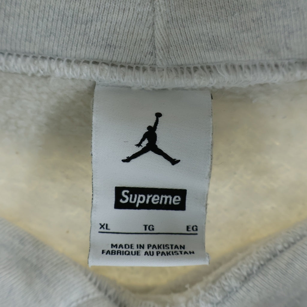SUPREME(シュプリーム) 24SS ×NIKE Jordan Hooded Sweatshirt ナイキ ジョーダン プリントロゴ スウェットフーデッドシャツ プルオーバーパーカー グレー HF0836-051