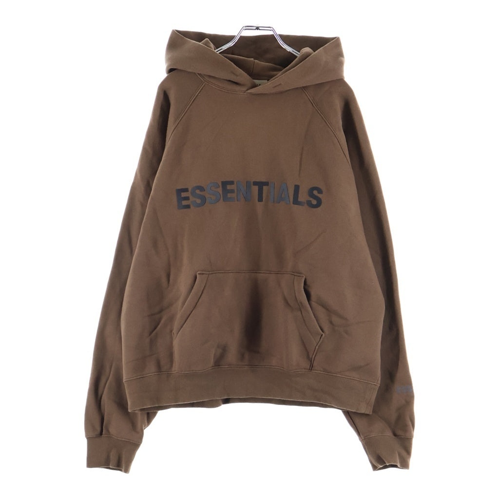 FEAR OF GOD ESSENTIALS(フィアオブゴッド エッセンシャルズ) フロントロゴ ラバープリント プルオーバー スウェットパーカー ブラウン