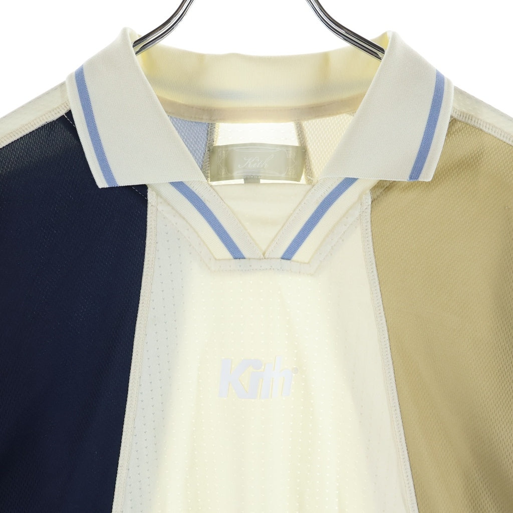 KITH(キス) Panel Design L/S Tee KHM031911 パネルデザインフロント ラバーロゴ Vネック 長袖Tシャツ マルチ