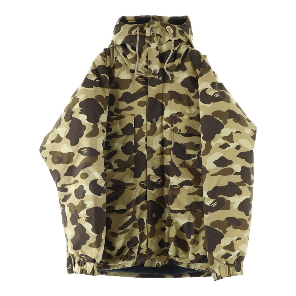 BAPE BY A BATHING APE(ベイプ ア ベイシング エイプ) CAMO DOWN JACKET カモフラ柄 フーディー ナイロン ダウンジャケット ベージュ/ブラウン