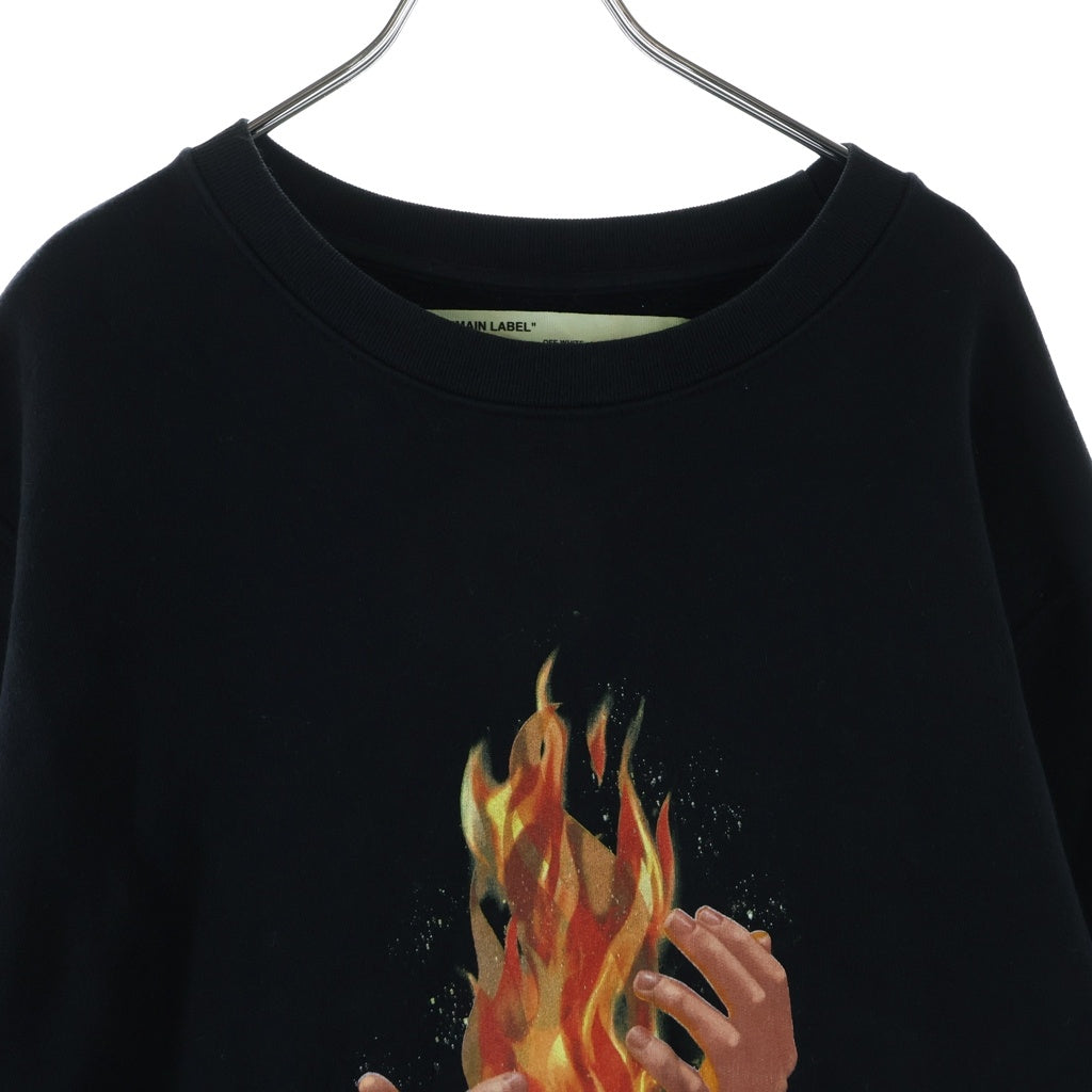 OFF-WHITE(オフホワイト) 18SS Diag Fire Crewneck ファイヤープリント クルーネック 長袖スウェット トレーナー ブラック OMBA003S18192078