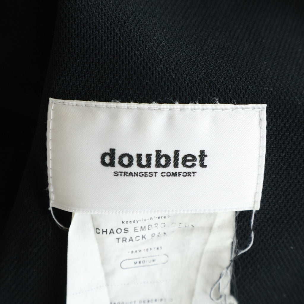 doublet(ダブレット) 18AW CHAOS EMBROIDERY TRACK PANT カオスエンブロイダリー サイドライン トラックパンツ ブラック 18AW16PT85