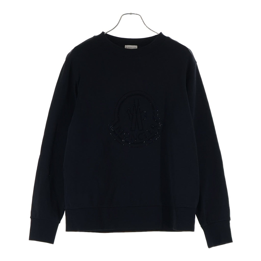 MONCLER(モンクレール) MAGLIA GIROCOLLO マリア ジロコッロ フロント ラインストーンロゴ クルーメックスウェット ブラック H20938G00022 809LC
