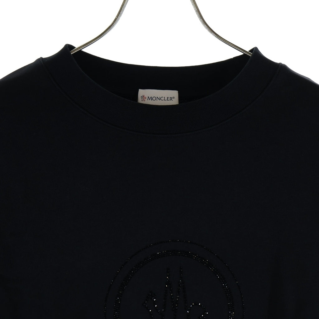 MONCLER(モンクレール) MAGLIA GIROCOLLO マリア ジロコッロ フロント ラインストーンロゴ クルーメックスウェット ブラック H20938G00022 809LC