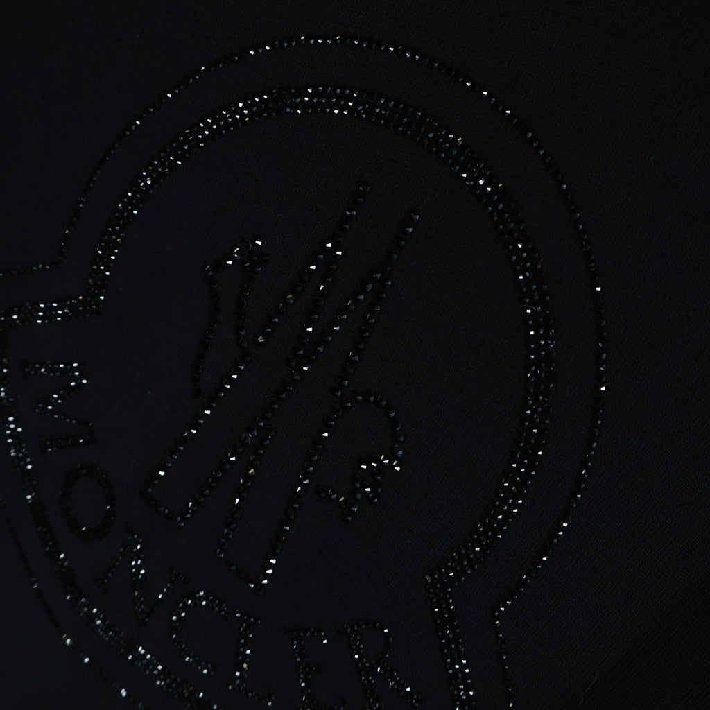 MONCLER(モンクレール) MAGLIA GIROCOLLO マリア ジロコッロ フロント ラインストーンロゴ クルーメックスウェット ブラック H20938G00022 809LC