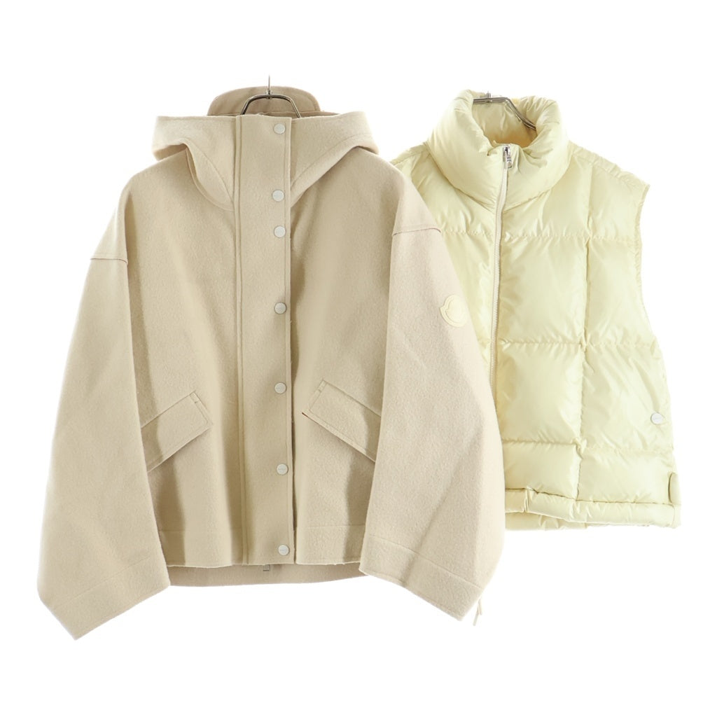MONCLER(モンクレール) ARALIA GIUBBOTTO アラリア ジュボット ダウンベスト付 ジップアップ ウールジャケット レディース アイボリー I20931A00082_A_5971H/I20931A00082_B_5971H