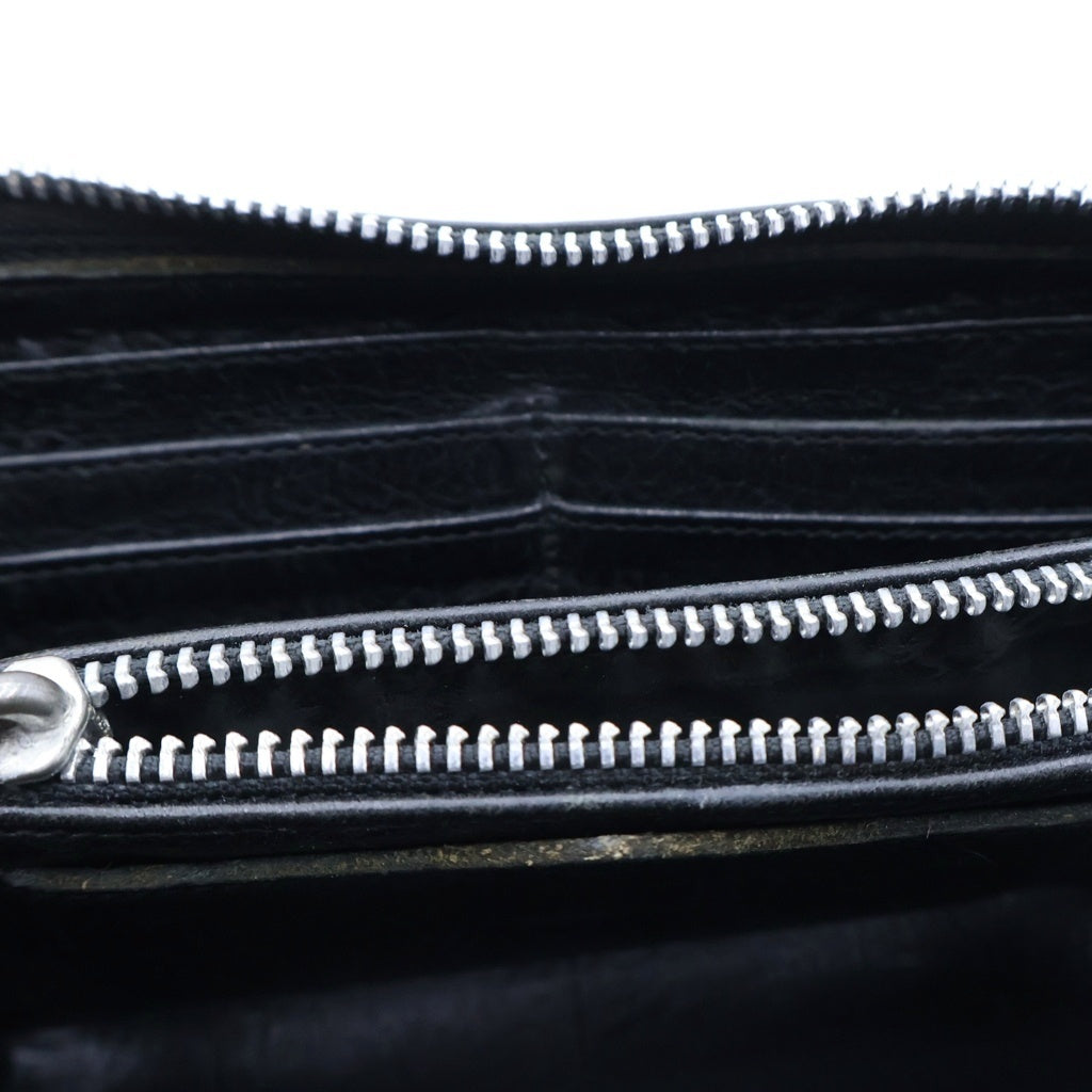 CHROME HEARTS(クロムハーツ) REC F ZIP BS BSフレアパッチ レザー ラウンドファスナー ロングウォレット 長財布 ブラック/シルバー