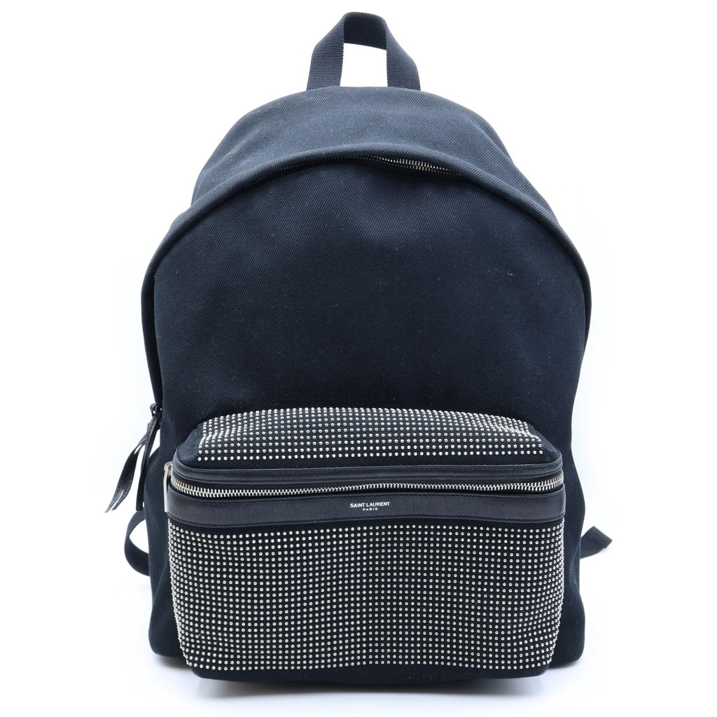 SAINT LAURENT PARIS(サンローランパリ) Canvas City Studded Back Pack キャンバス シティ スタッズ バックパック リュック ブラック 467985 レディース