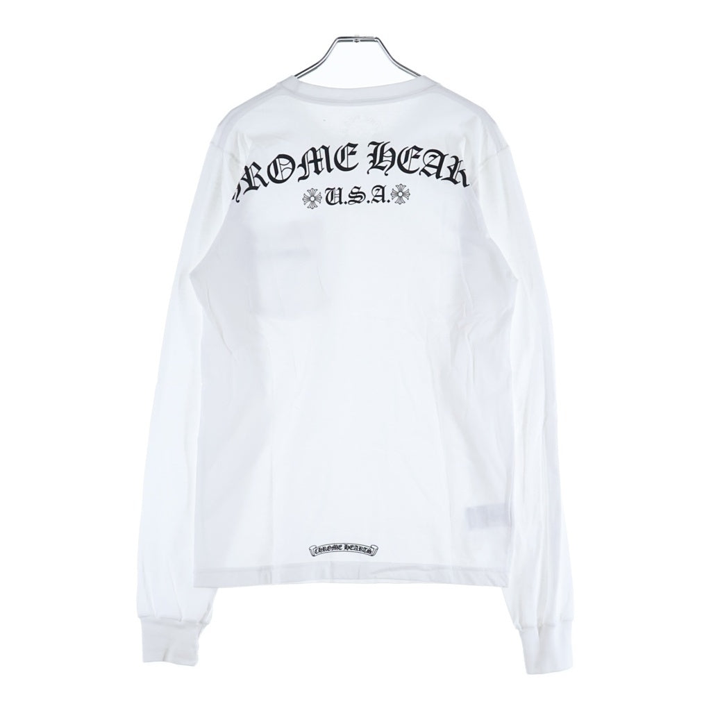 CHROME HEARTS(クロムハーツ) BACK ARCH LOGO SCROLL RABEL USA PRINT バックアーチロゴ スクロールラベル プリント ロングスリーブ 長袖Tシャツ ホワイト