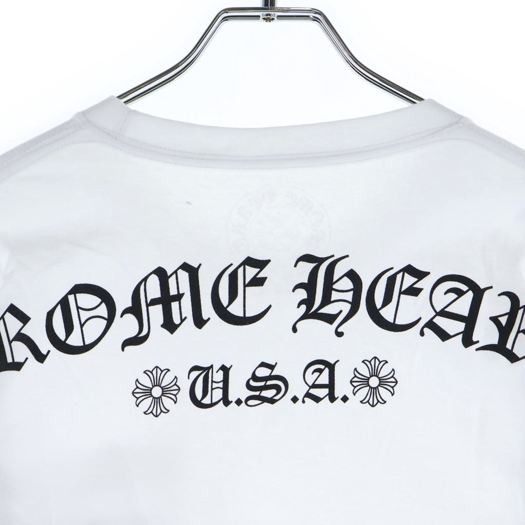CHROME HEARTS(クロムハーツ) BACK ARCH LOGO SCROLL RABEL USA PRINT バックアーチロゴ スクロールラベル プリント ロングスリーブ 長袖Tシャツ ホワイト