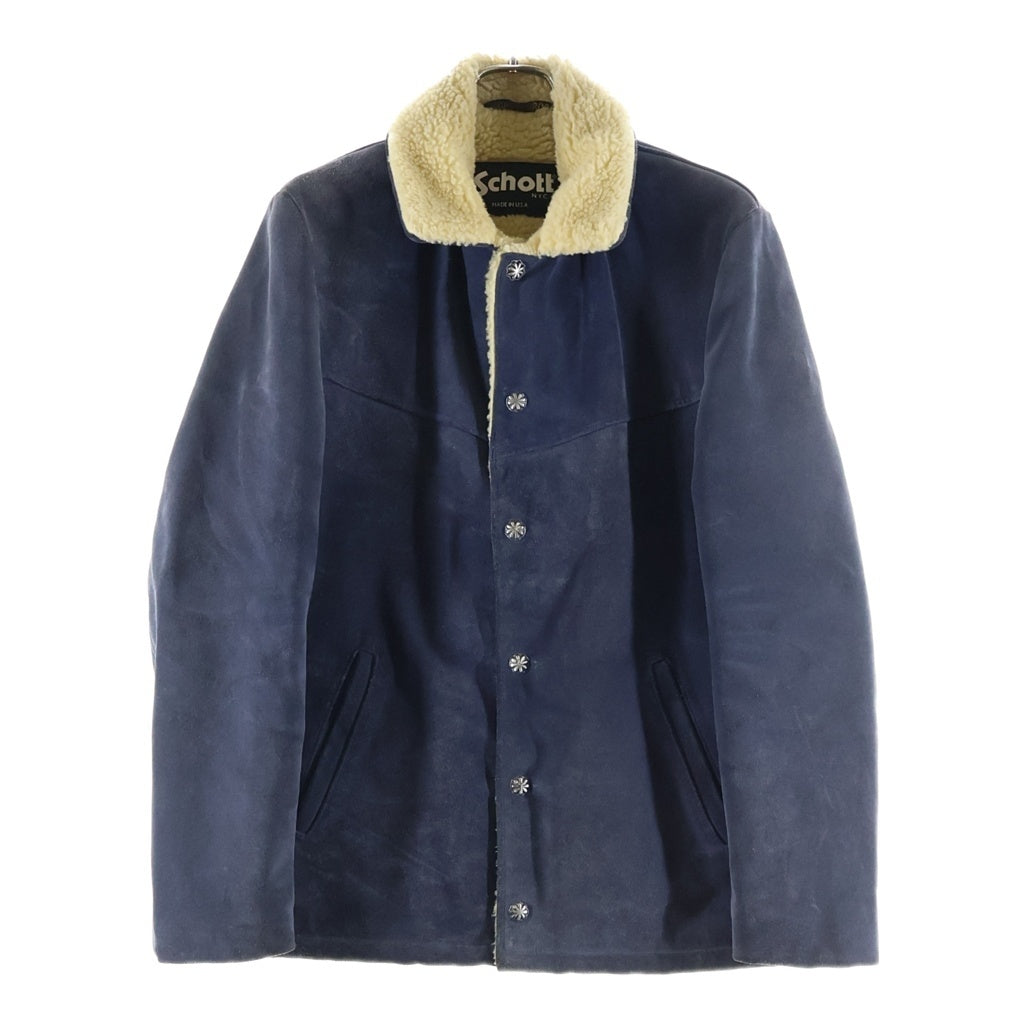 SCHOTT(ショット) Concho Button Boa Ranch Jacket カウレザー コンチョボタン ボアランチ ジャケット ネイビー 7543