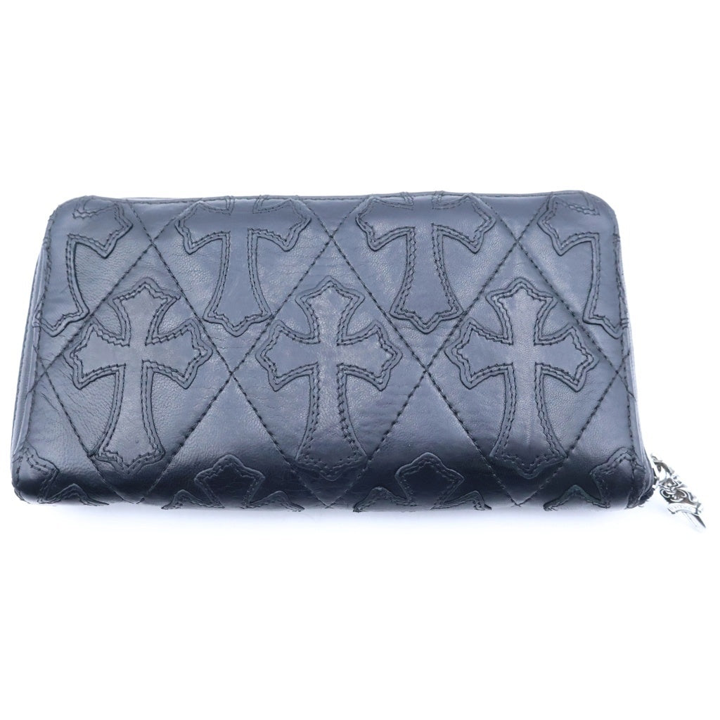 CHROME HEARTS(クロムハーツ) REC F ZIP QUILTED WALLET セメタリークロス キルティング レザーウォレット 財布 ブラック