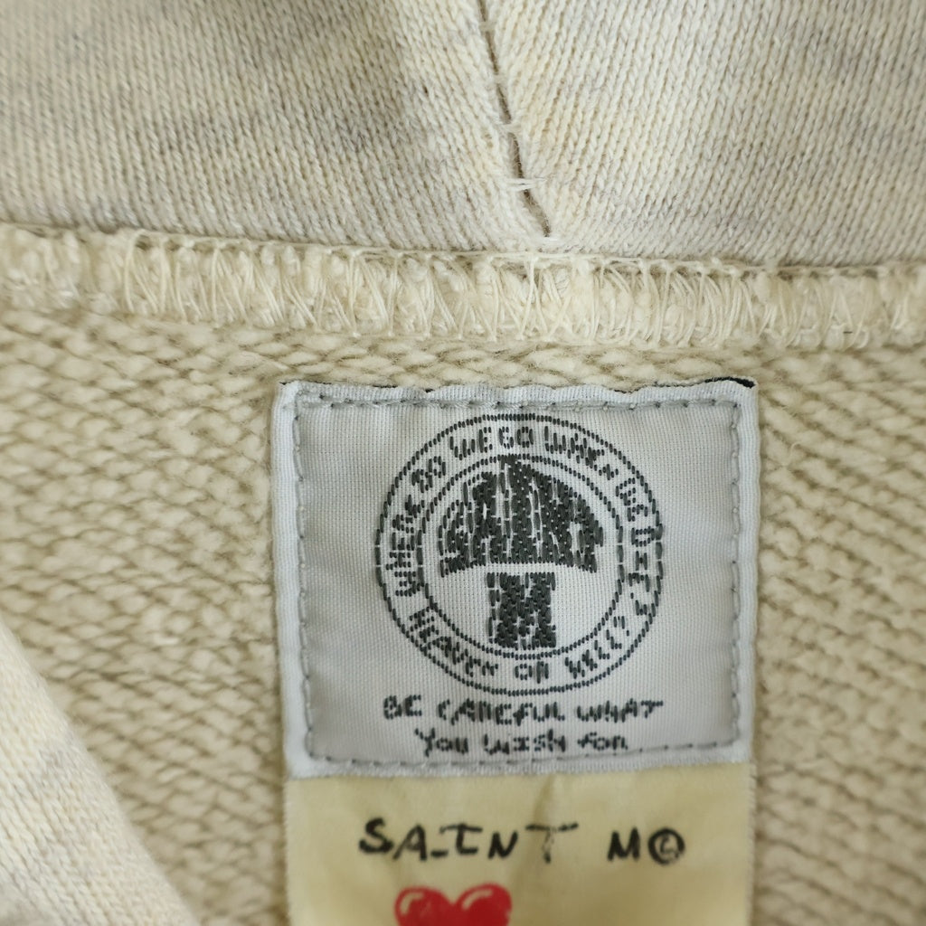 SAINT MICHAEL(セントマイケル) 21AW ×EMOTIONALLY UNAVAILABLE EU STM HOODIE エモーショナル アンアヴェラブル 両面プリント プルオーバースウェットパーカー アイボリー EU-A21-0000-053