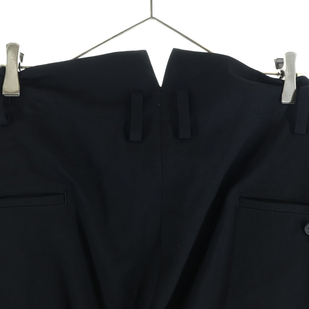 Yohji Yamamoto POUR HOMME(ヨウジヤマモト プールオム) 22AW WOOL GABARDINE TAB DETAIL WIDE PANTS ウールギャバジン サスペンダー付き ワイドパンツ ブラック HE-P28-100