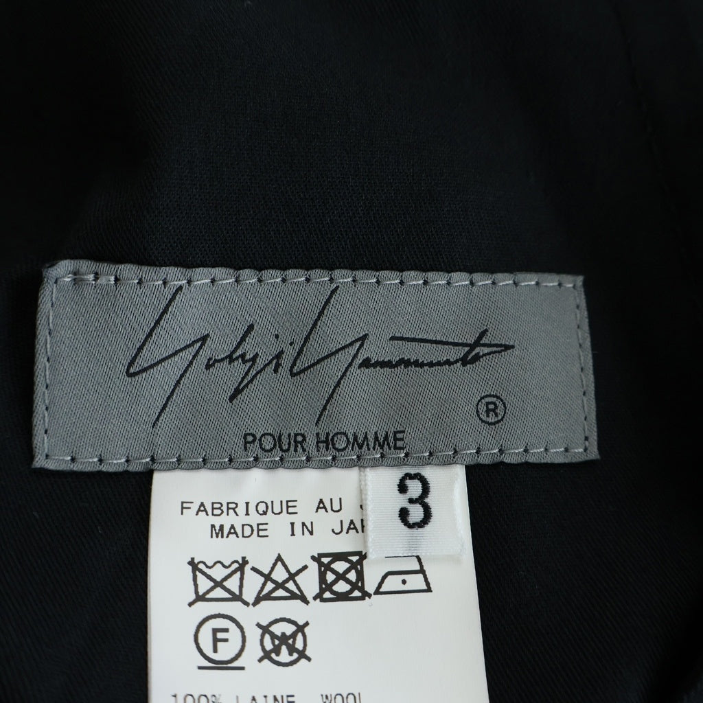 Yohji Yamamoto POUR HOMME(ヨウジヤマモト プールオム) 22AW WOOL GABARDINE TAB DETAIL WIDE PANTS ウールギャバジン サスペンダー付き ワイドパンツ ブラック HE-P28-100