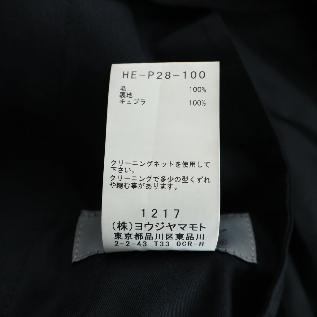 Yohji Yamamoto POUR HOMME(ヨウジヤマモト プールオム) 22AW WOOL GABARDINE TAB DETAIL WIDE PANTS ウールギャバジン サスペンダー付き ワイドパンツ ブラック HE-P28-100