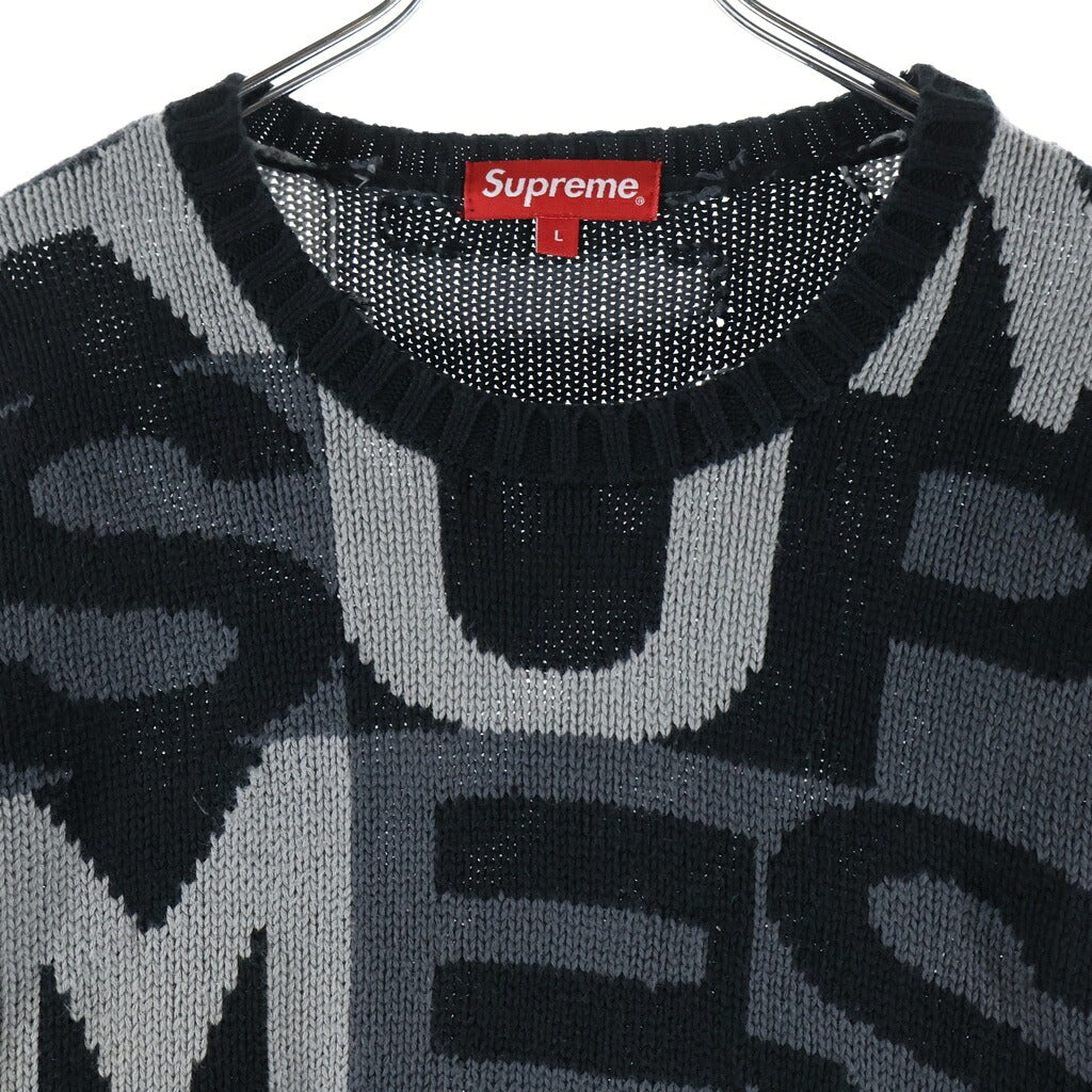 SUPREME(シュプリーム) 18AW Big Letter Sweater ビッグレター クルーネック 長袖ニットセーター ブラック/グレー