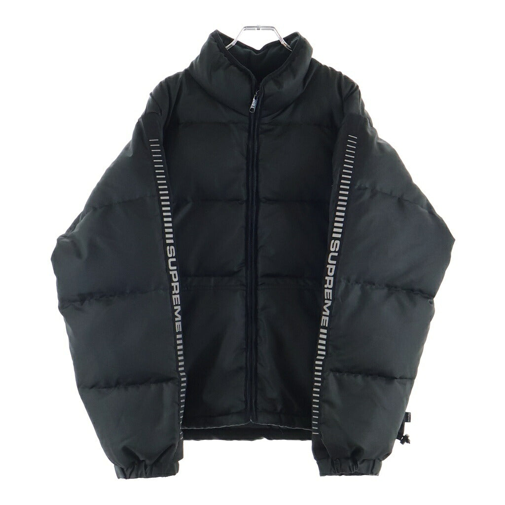 SUPREME(シュプリーム) 17AW Reflective Sleeve Logo Puffy Jacket リフレクティブスリーブロゴパフィ ジップアップ ナイロンダウンジャケットジャケット ブラック