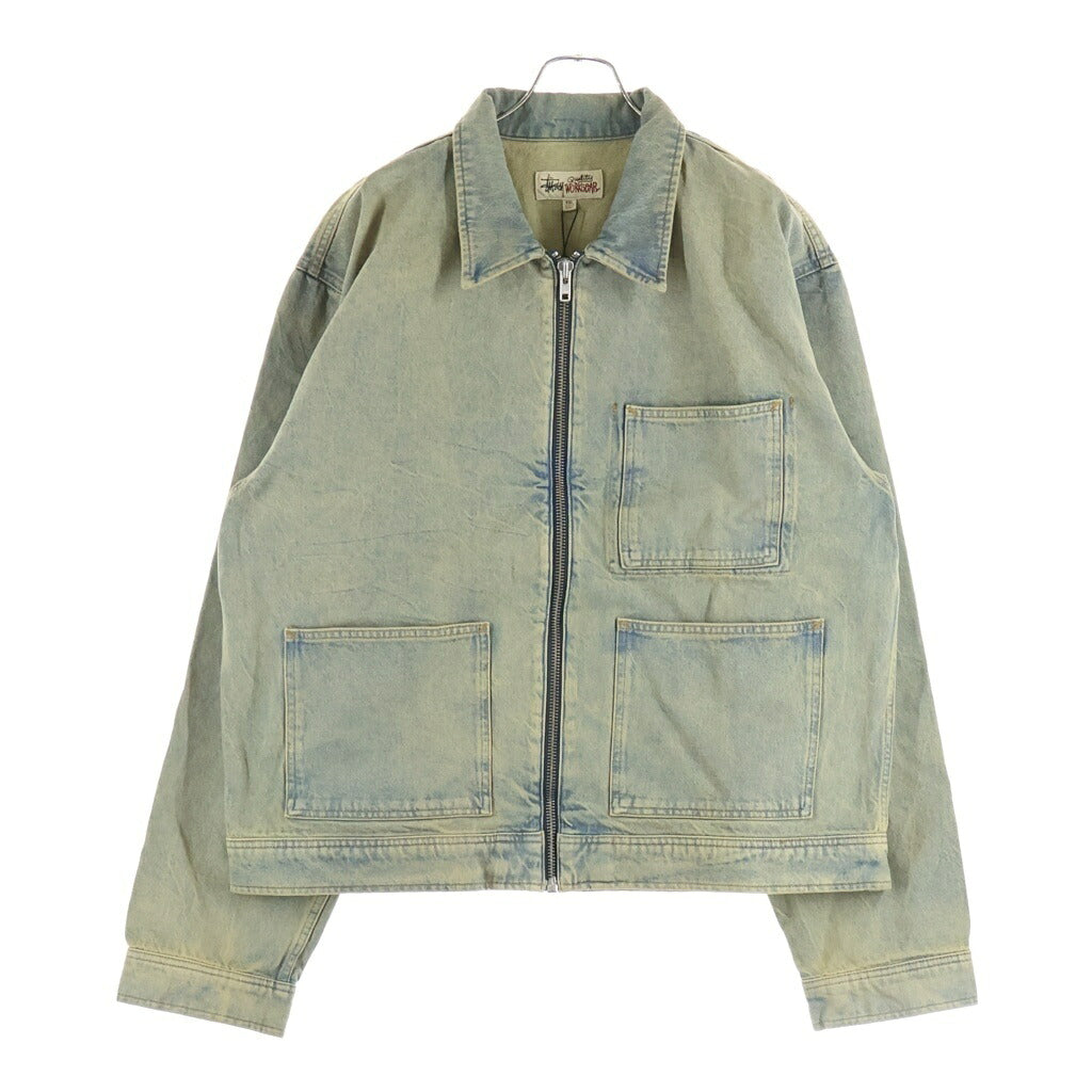STUSSY(ステューシー) 23SS Denim Zip Work Jacket 115682 ウォッシュ加工 デニムジップアップ ワークジャケット インディゴ