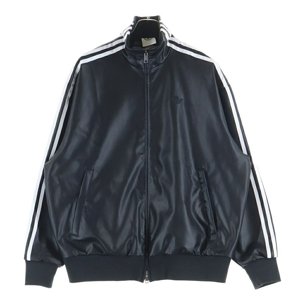 adidas(アディダス) Pleather 3S Track Top KQ5472 プレザー トラックトップ フェイクレザートラックジャケット ブラック