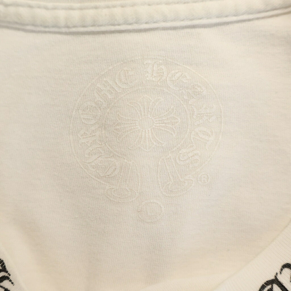CHROME HEARTS(クロムハーツ) NECK LOGO L/S TEE ネックロゴプリント 袖ロゴ クルーネック長袖Tシャツ カットソー ロンT ホワイト
