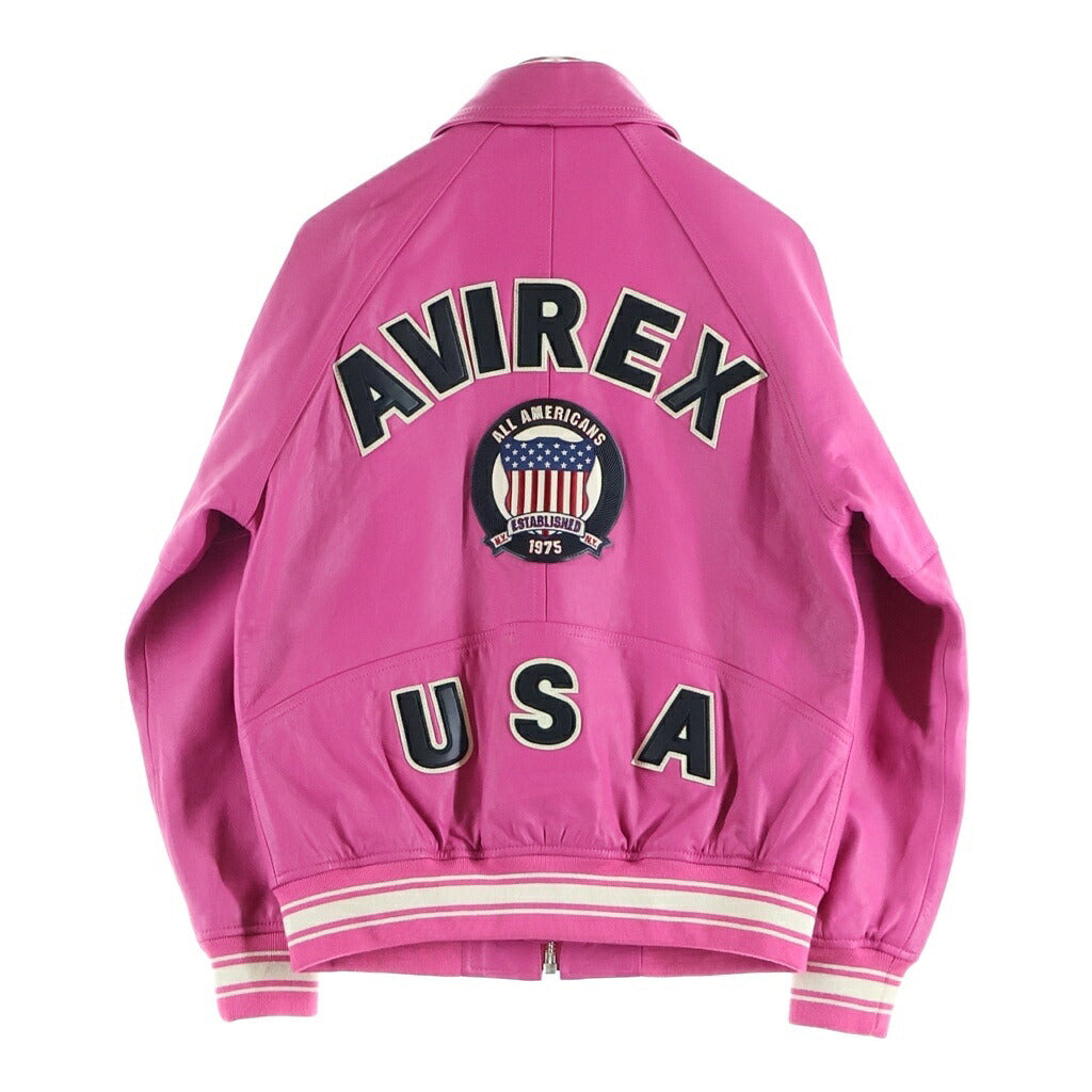 AVIREX(アヴィレックス) LIGHT SIGNATURE VARSITY JACKET 783-4950016 ジップアップ ライト シグネチャー バーシティ ジャケット ピンク