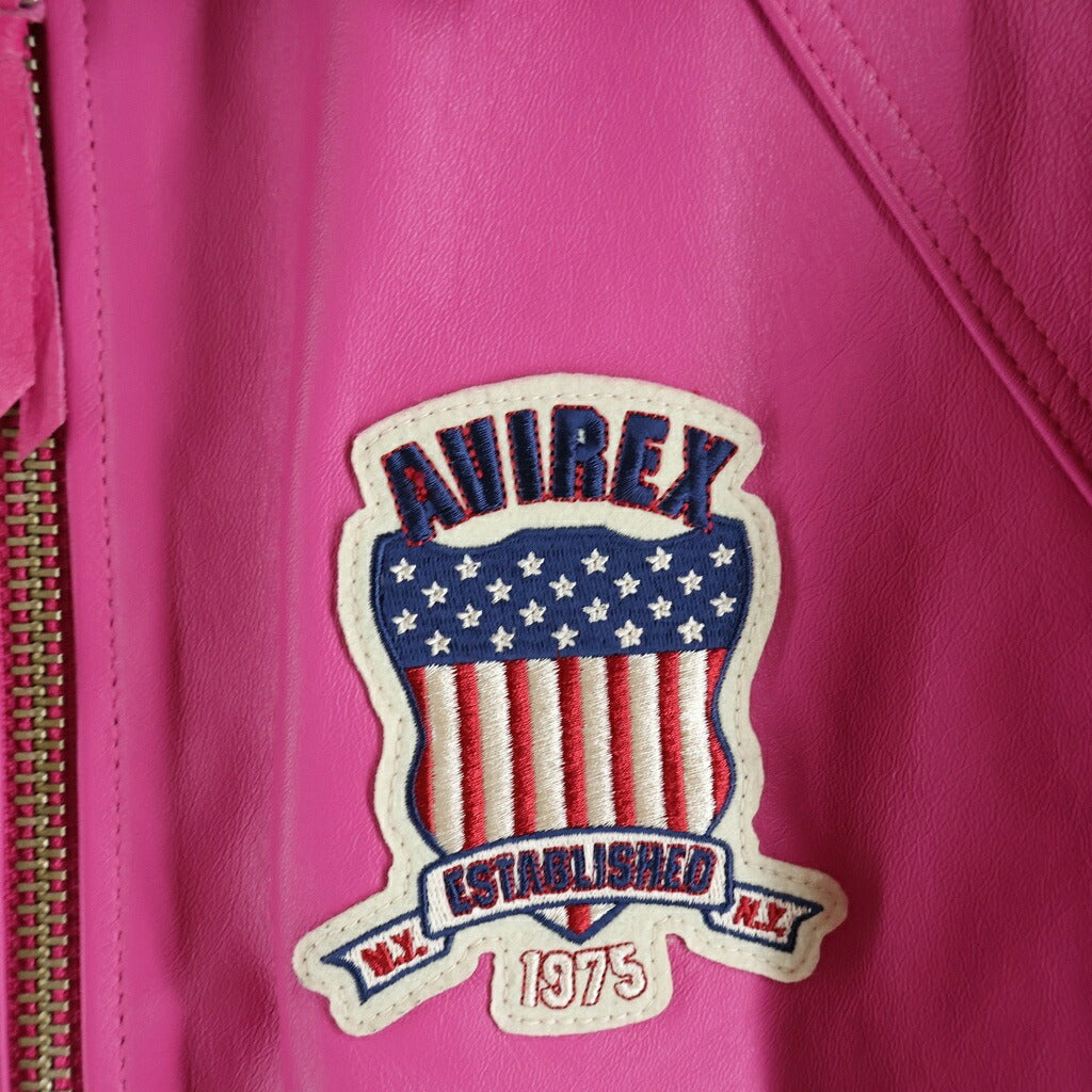 AVIREX(アヴィレックス) LIGHT SIGNATURE VARSITY JACKET 783-4950016 ジップアップ ライト シグネチャー バーシティ ジャケット ピンク