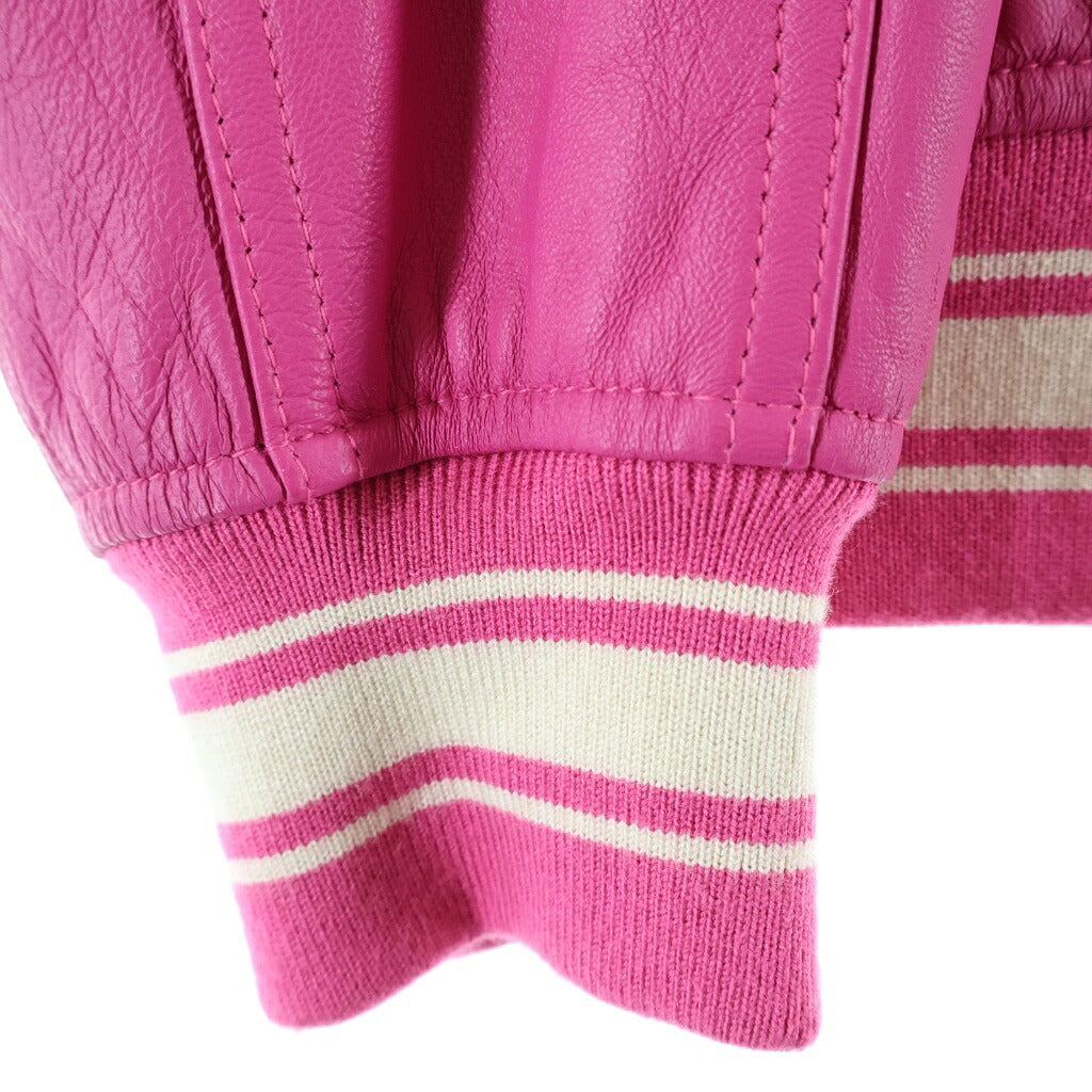 AVIREX(アヴィレックス) LIGHT SIGNATURE VARSITY JACKET 783-4950016 ジップアップ ライト シグネチャー バーシティ ジャケット ピンク