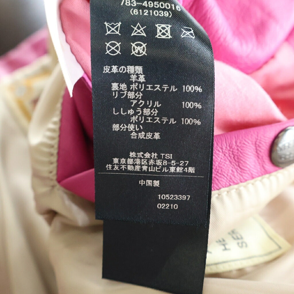 AVIREX(アヴィレックス) LIGHT SIGNATURE VARSITY JACKET 783-4950016 ジップアップ ライト シグネチャー バーシティ ジャケット ピンク